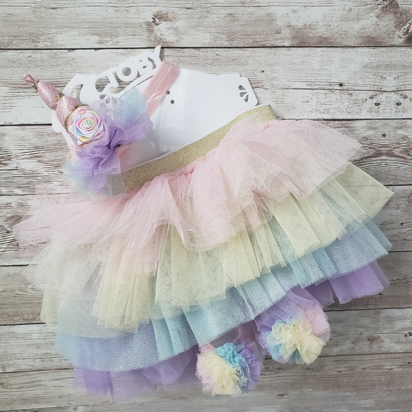 Other - Rainbow Tutu with Matching Headband and Sandals
